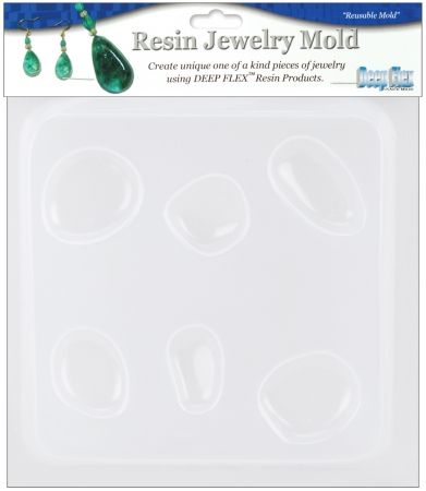 Yaley 08-0394 Resin Jewelry Reusable Plastic Mold 6-1- 2 in.X7 in.-Natural Stones 5 Assorted Shapes