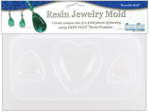 Yaley 08-0439 Resin Jewelry Reusable Plastic Mold 3X4 in.-Hearts 3 Assorted Shapes