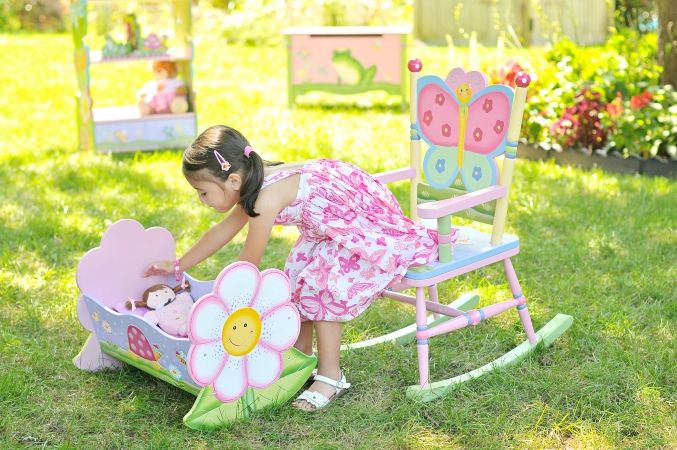 Teamson W-7477A Girls Rocking Bed for Dolls - Magic Garden Room Collection