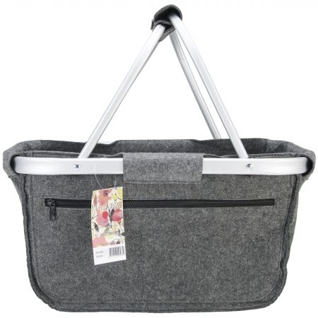 JanetBasket FB101 JanetBasket Charcoal Felt Aluminum Frame Basket-18 in. X10 in. X9-.5 in.