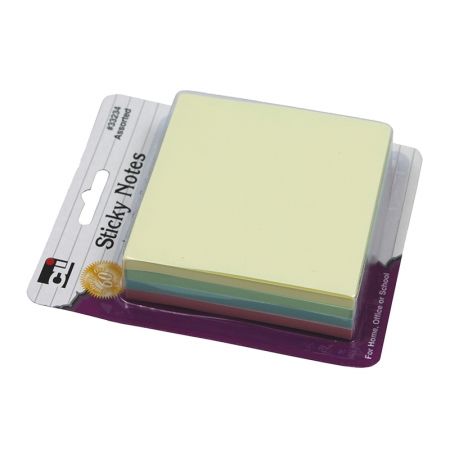 Charles Leonard CHL33234 Sticky Notes 3X3 4 Pads Pastel Asst