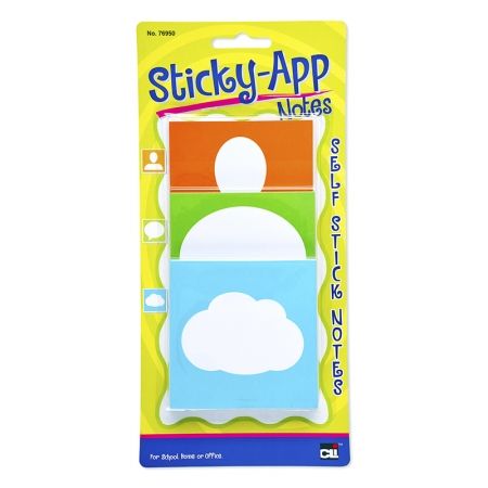 Charles Leonard CHL76950 Sticky App Notes Neon 3 Assorted