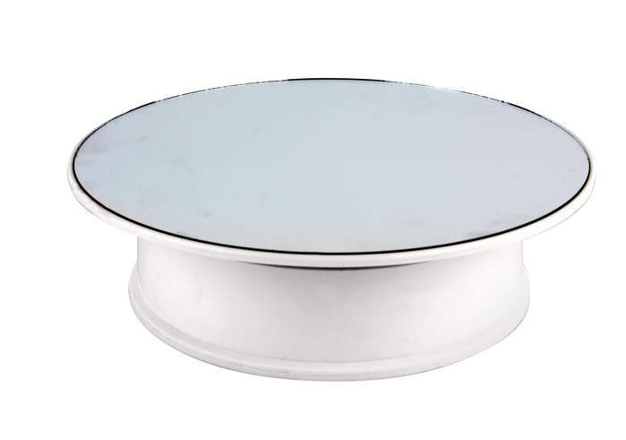 Displays ZS040 White Turntable With Mirror Battery Operated