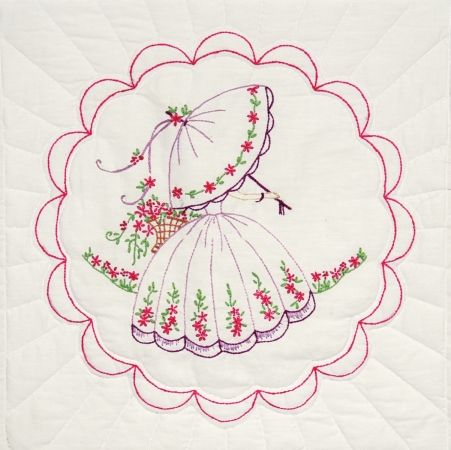Fairway 95192 Stamped Quilt Blocks 18&apos;&apos;X18&apos;&apos; 6/Pkg-Lady Holding Umbrella