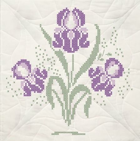 Fairway 95493 Stamped Quilt Blocks 18&apos;&apos;X18&apos;&apos; 6/Pkg-Iris With Quilting Marks