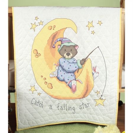 Fairway 92615 Stamped Baby Quilt Top 36&apos;&apos;X50&apos;&apos;-Catch A Falling Star