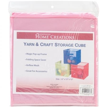 Innovative Home Creations 4870-PINK Yarn & Craft Storage Cube 12&apos;&apos;X12&apos;&apos;X12&apos;&apos;-Pink
