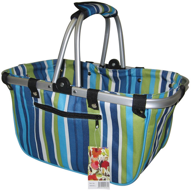 JanetBasket NB006-L JanetBasket Large Aluminum Frame Basket-18&apos;&apos;X10&apos;&apos;X9.5&apos;&apos; Blue Stripes