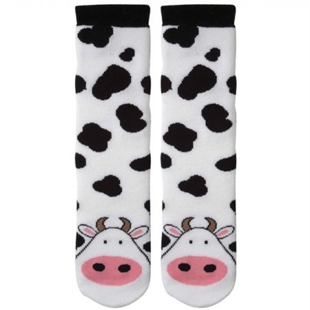 K Bell TUBE-13331 Tubular Novelty Socks-Cow - White W/Black Spots