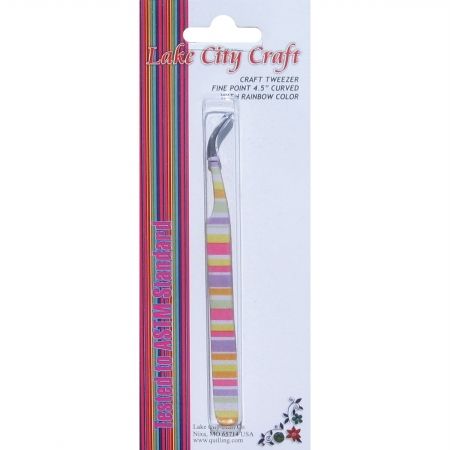 Curved Fine Point Tweezers-Rainbow