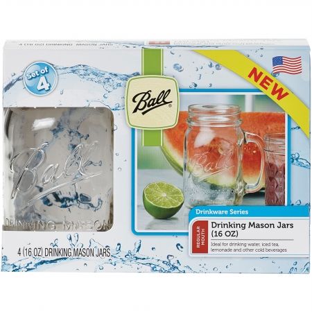 Ball Drinking Mug 16oz 4/Pkg-Small Mouth