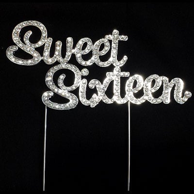 De Yi Enterprise 33014-SS Monogram Cake Toppers - Sweet Sixteen - Silver
