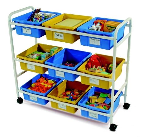 Copernicus Educational Products CC005-9-WBY Multi-Purpose Cart With Blue & Yellow Tubs