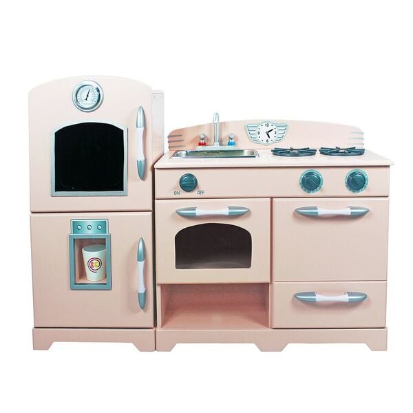 Teamson Design TD-11413P Wooden Cottage 2 Piece Kitchen Pretend Role Play Cooker Chef Toy&#44; Pink
