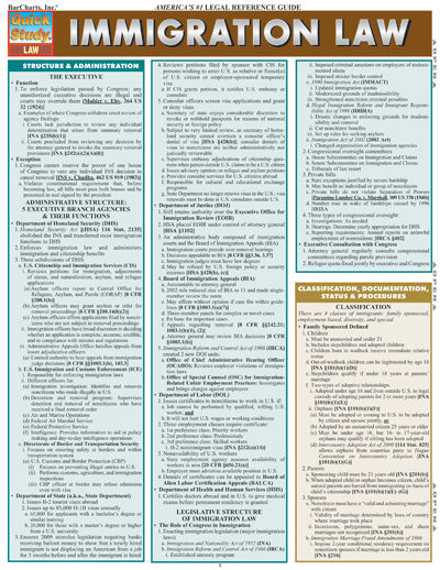 BarCharts 9781423217664 Immigration Law Quickstudy Easel