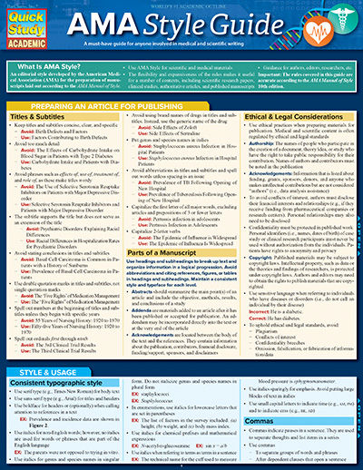 BarCharts 9781423225379 Ama Style Guide Quickstudy Easel