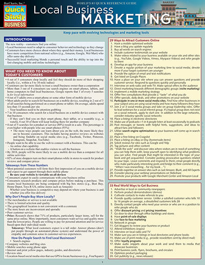 BarCharts 9781423228219 Local Business Marketing Quickstudy Easel