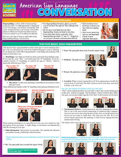 BarCharts 9781423228554 American Sign Language Conversation Quickstudy Easel