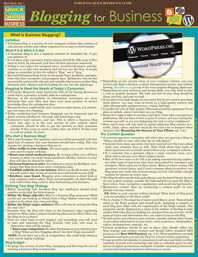 BarCharts 9781423228578 Blogging For Business Quickstudy Easel