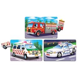 Platapilla USA PPAKNS004PB Emergency Response Vehicles Puzzles&#44; Set of 3