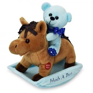 PBC International G1010 Rocking Horse Hush A Bye Plush Toy&#44; Blue