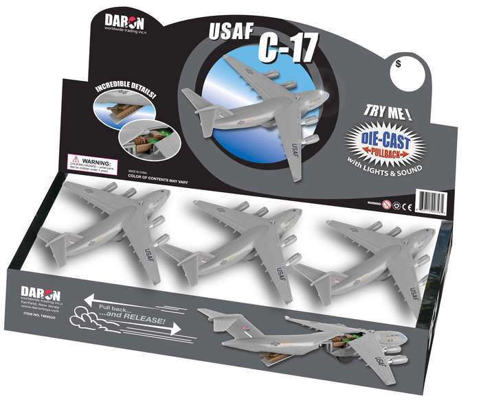 Diecast Pullbacks TM9020 C-17 Pullback Counter Display&#44; 6 Pieces