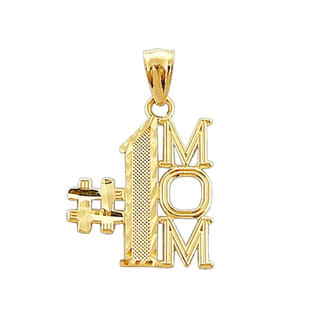 Precious Stars SE-PD-C1835 14k Yellow Gold Number 1 Mom Mothers Day Pendant Charm