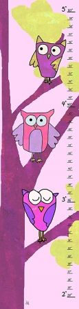 Green Leaf Art YS2113CG 10 x 39 Pink Owls Growth Chart