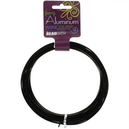 Beadsmith ALFE3-BK 1 x 3 mm Aluminum Wire Flat Emboss&#44; Black - 12 m per per Pack