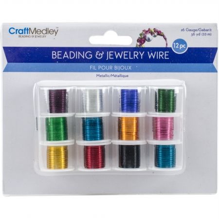 Multicraft Imports BD946 Metallic Beading & Jewelry Wire 26 Gauge 108&#44; Assorted Colors - 12 per Pack