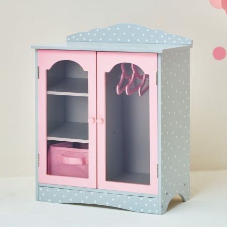 Olivias Little World TD-0210AG 18 in. Doll Furniture Fancy Wooden Closet with 3 Hangers & 1 Cubby
