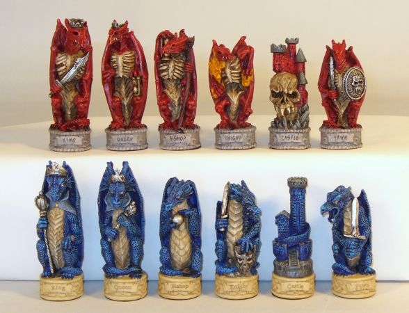 WorldWise Imports R75639 3.25 in. Justice & Evil Dragon Chessmen