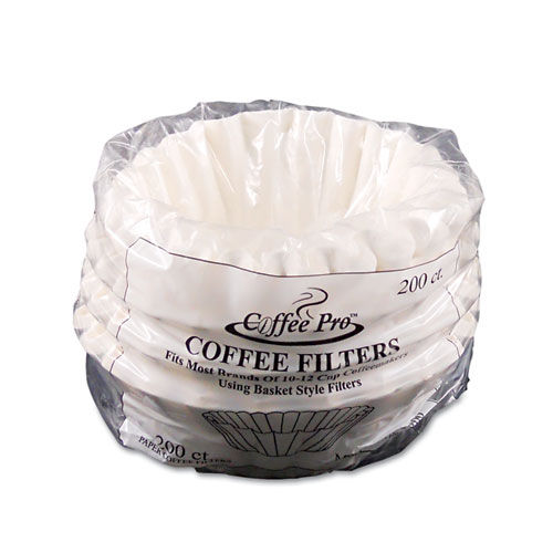 Basket Filters for Drip Coffeemakers, 10 to 12-Cups, White, 200 Filters/Pack