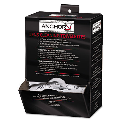 Lens Cleaning Towelettes, 5 in x 8", White, 100/Box