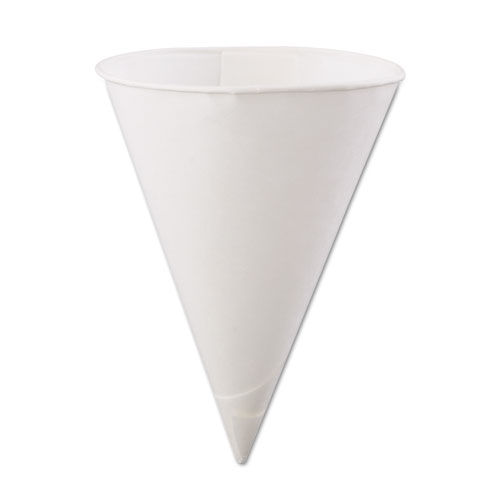 Rolled Rim, Poly Bagged Paper Cone Cups, 6oz, White, 200/Bag, 25 Bags/Carton