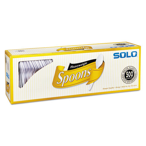 Heavyweight Plastic Cutlery, Spoons, White, 6 in, 500/Carton