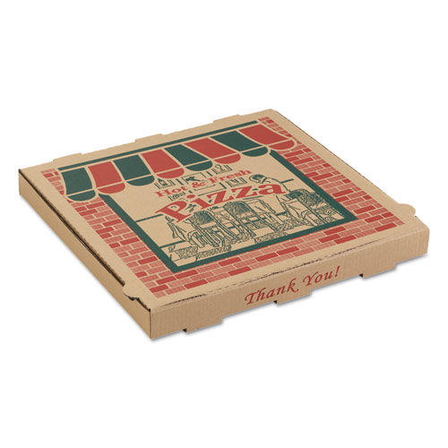 Corrugated Pizza Boxes, 10 x 10 x 1 3/4, Kraft, 50/Carton
