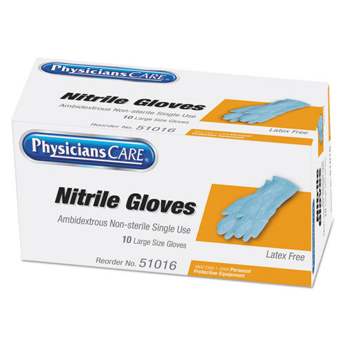 Ambidextrous Non-Sterile Single Use Nitrile Medical Gloves, Large, 10/Box
