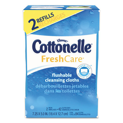 Fresh Care Flushable Cleansing Cloths, White, 3.73 x 5.5, 84/Pack, 8 Pk/Ctn