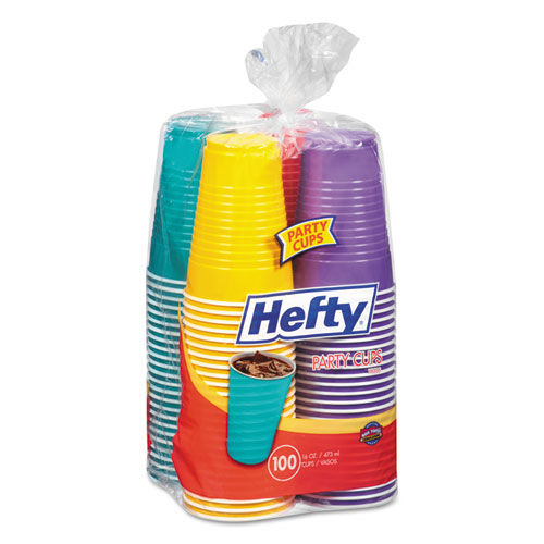 Hefty Disposable Party Cups - 100 / Pack - 4 / Carton - Yellow, Purple,  Red, Teal, Assorted Bright - Plastic - Cold Drink, Party