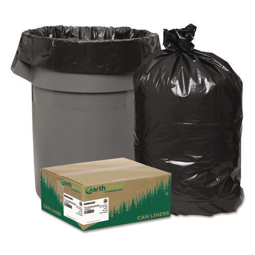 Recycled Can Liners, 31-33gal, 1.65mil, 33 x 39, Black, 100/Carton
