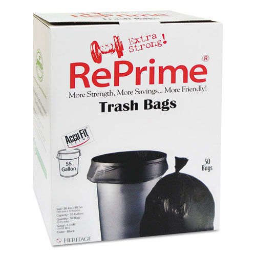 Can Liners, 55gal, 1.3mil, Black, 40" x 53", 50/Box, 3 Boxes/Carton