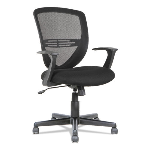Swivel/Tilt Mesh Mid-Back Task Chair, Fixed Cantilevered Arms, Black