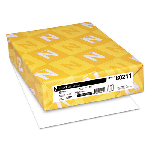 Exact Vellum Bristol Cover Stock, 67lb, 94 Bright, 8 1/2 x 11, White, 250 Sheets