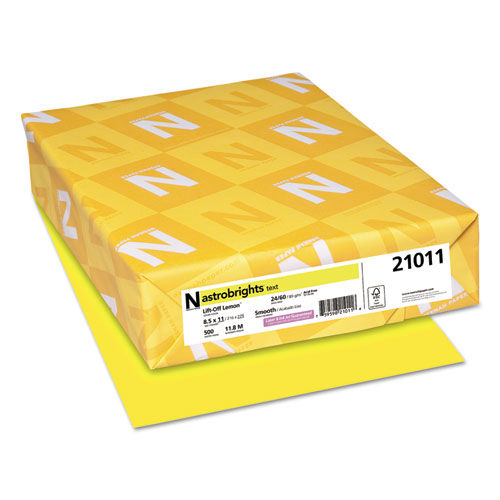 Color Paper, 24lb, 8 1/2 x 11, Lift-Off Lemon, 500 Sheets