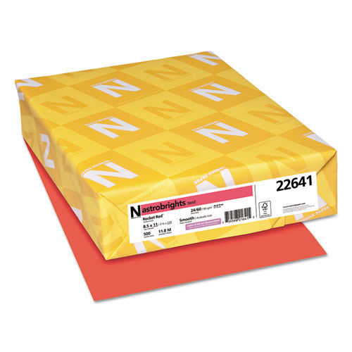 Color Paper, 24lb, 8 1/2 x 11, Rocket Red, 500 Sheets