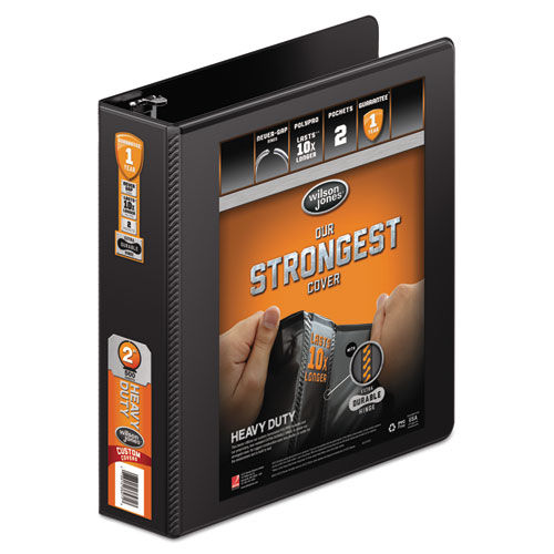 Heavy-Duty Round Ring View Binder w/Extra-Durable Hinge, 2" Cap, Black