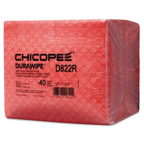 Durawipe Heavy-Duty Industrial Wipers, 11.6 x 13, Red, 1/4 Fold,40/Pack,5Pk/CT