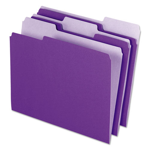 Interior File Folders, 1/3 Cut Top Tab, Letter, Violet, 100/Box