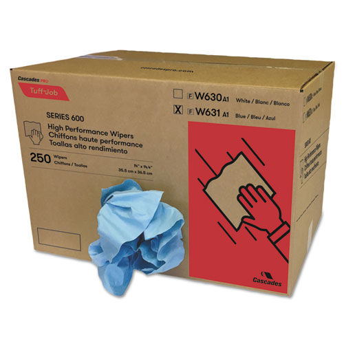Tuff-Job Spunlace Towels, Blue, Crumple Pack, 14 x 14 3/8, 250/Carton